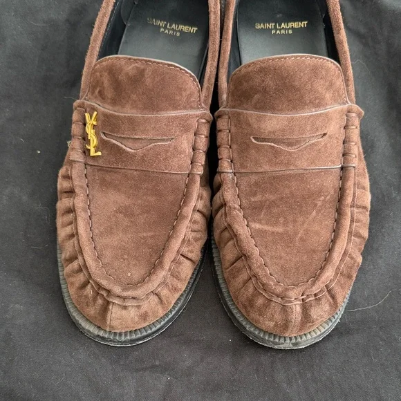 Saint Laurent Dark Brown Suede Loafers Size 8 (38). - Picture 8 of 8